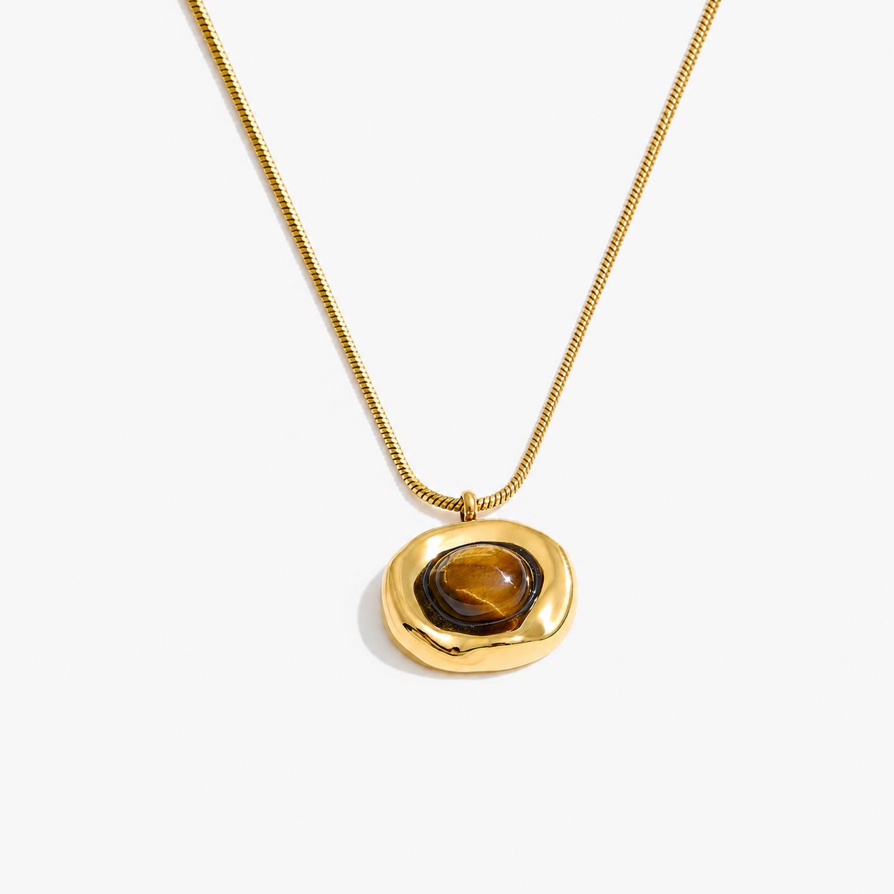 Collar Con Dije De Piedra De Tigre Enchapado En Oro 18K Collar 12 ZAPRINI Oro 