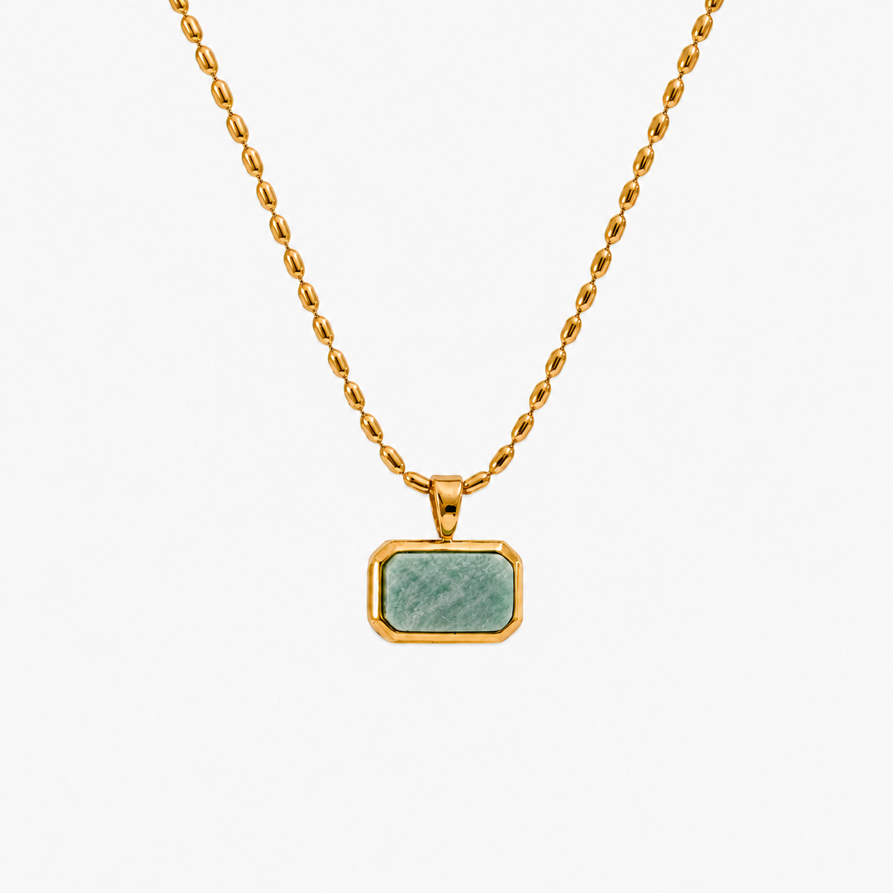 Collar Con Dije De Piedra Natural Enchapado En Oro 18K