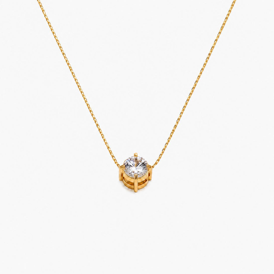 Collar Con Dije Redondo De Circonia Enchapado En Oro 18K Collar 02 ZAPRINI 