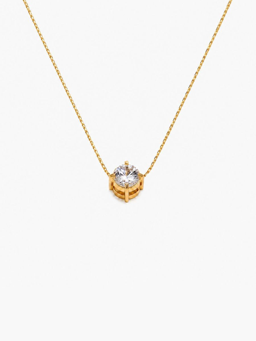 Collar Con Dije Redondo De Circonia Enchapado En Oro 18K Collar 02 ZAPRINI Oro 