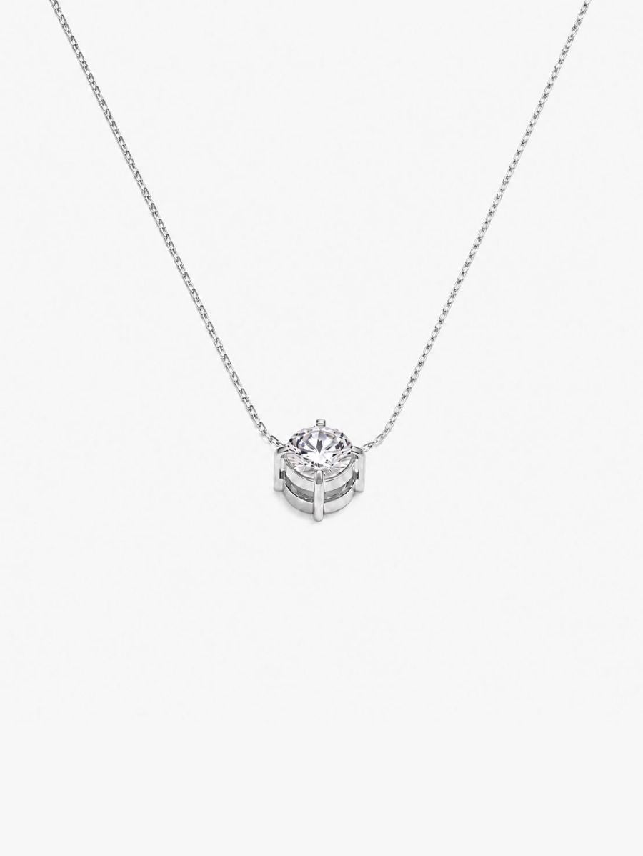 Collar Con Dije Redondo De Circonia Enchapado En Oro 18K Collar 02 ZAPRINI Plata 