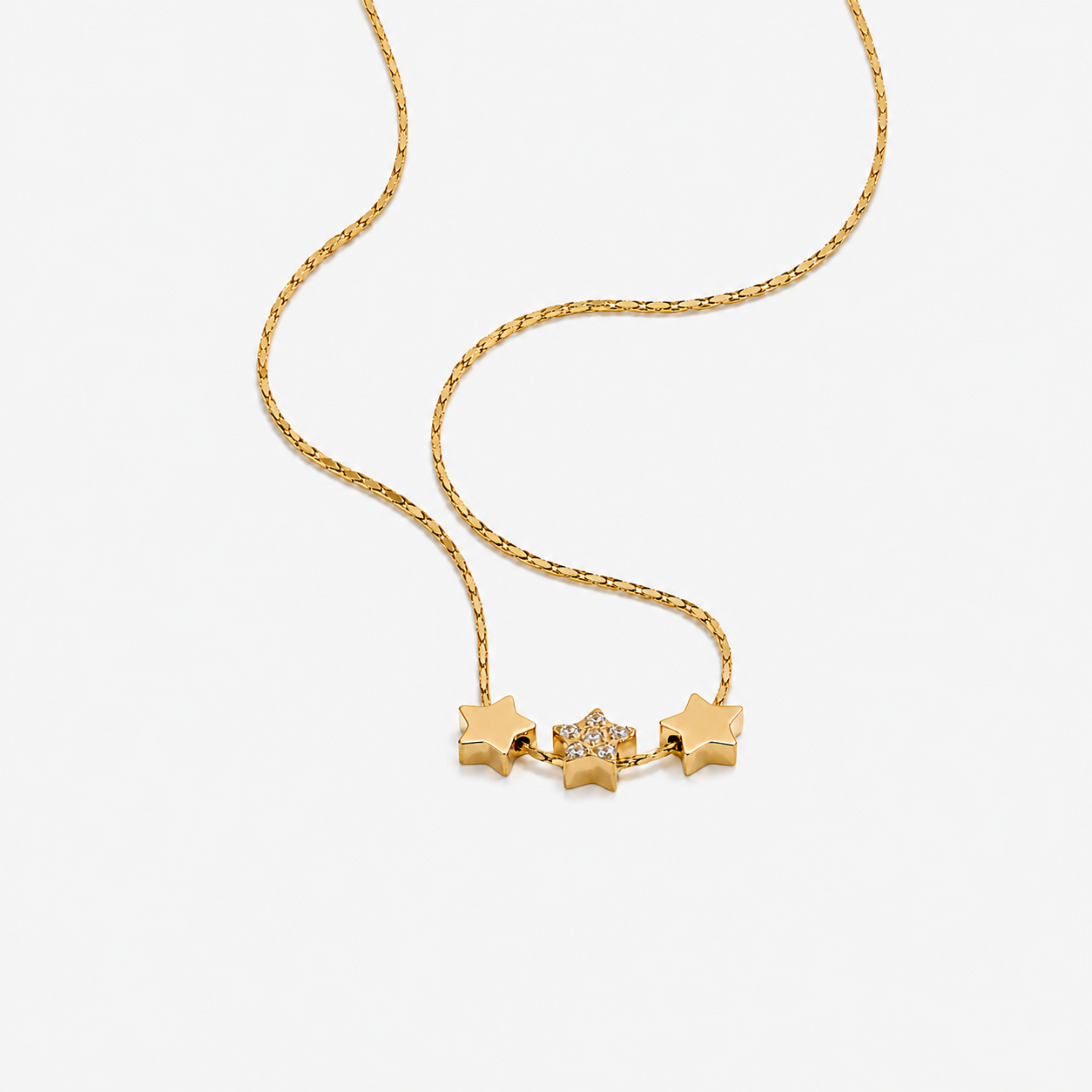 Collar Con Dijes De Estrellas Enchapado En Oro 18K