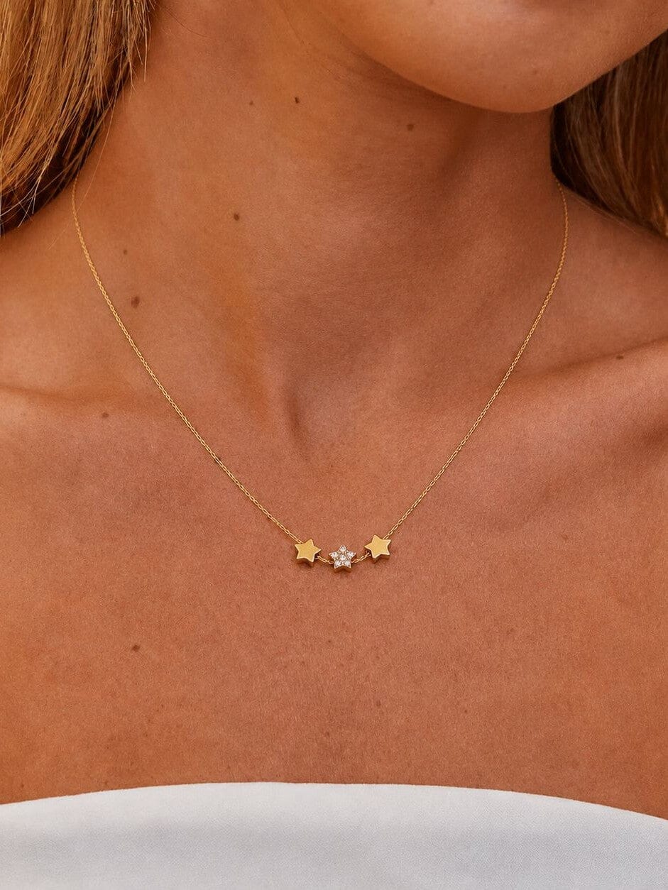 Collar Con Dijes De Estrellas Enchapado En Oro 18K Collar 10 ZAPRINI Oro 