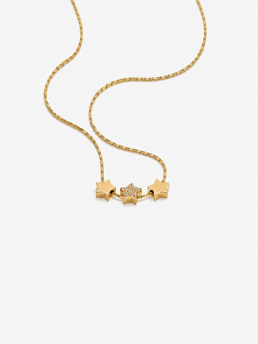 Collar Con Dijes De Estrellas Enchapado En Oro 18K Collar 10 ZAPRINI Oro 