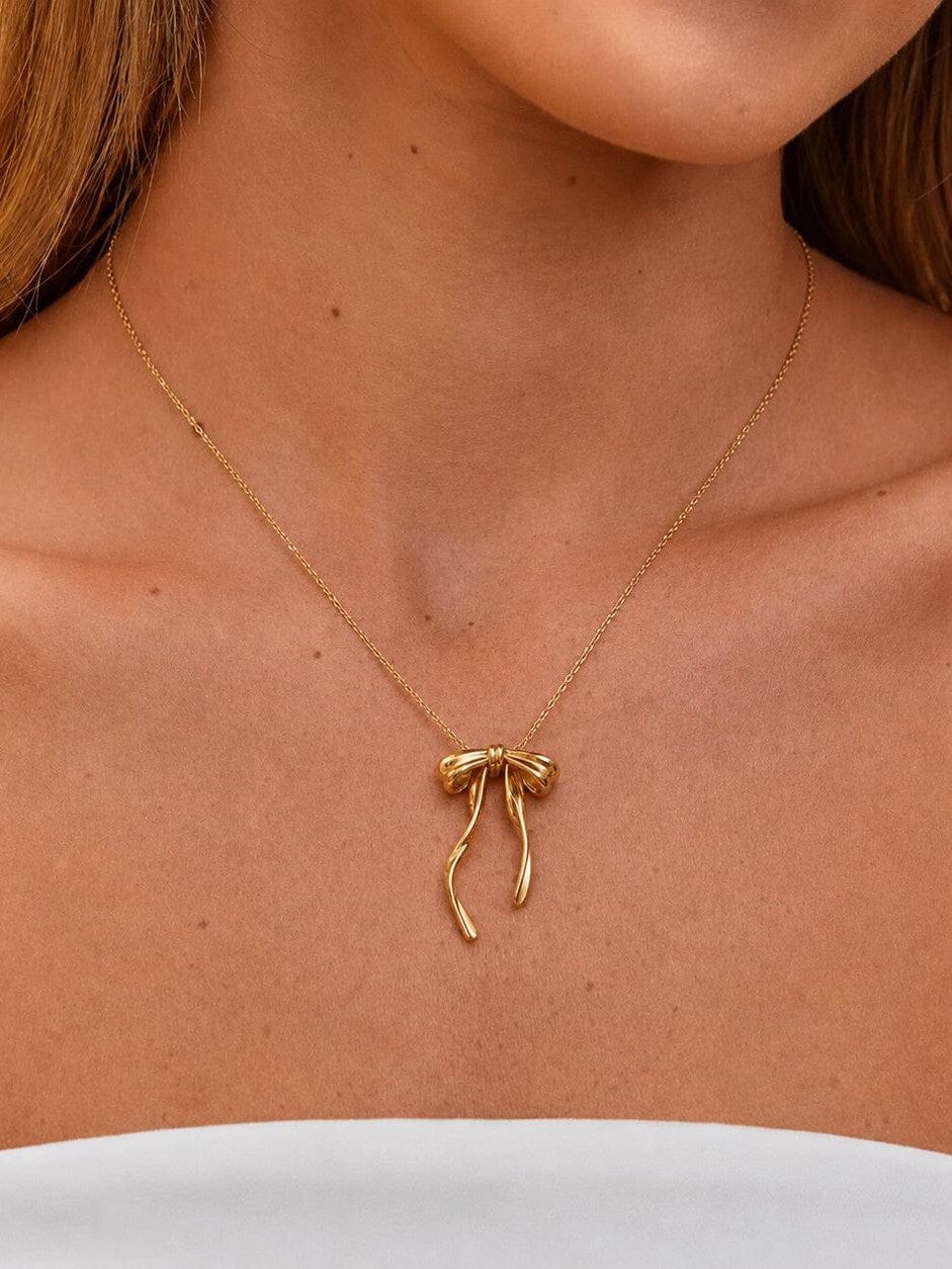 Collar Con Nudo De Lazo Enchapado En Oro 18K Collar 06 ZAPRINI 
