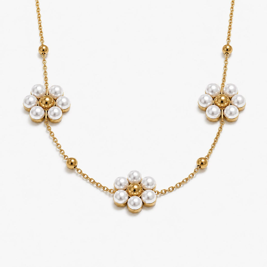 Collar De Cadena Con Cuentas De Flores Enchapado En Oro 18K Collar 08 ZAPRINI 