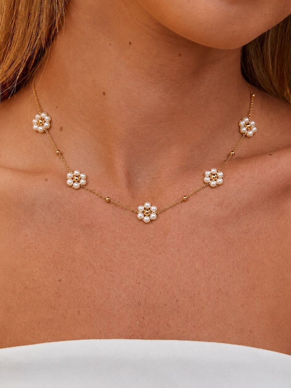 Collar De Cadena Con Cuentas De Flores Enchapado En Oro 18K Collar 08 ZAPRINI Oro 