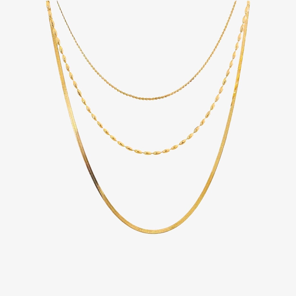Collar De Tres Cadenas Mixtas Enchapado En Oro 18K Collar 11 ZAPRINI Oro 