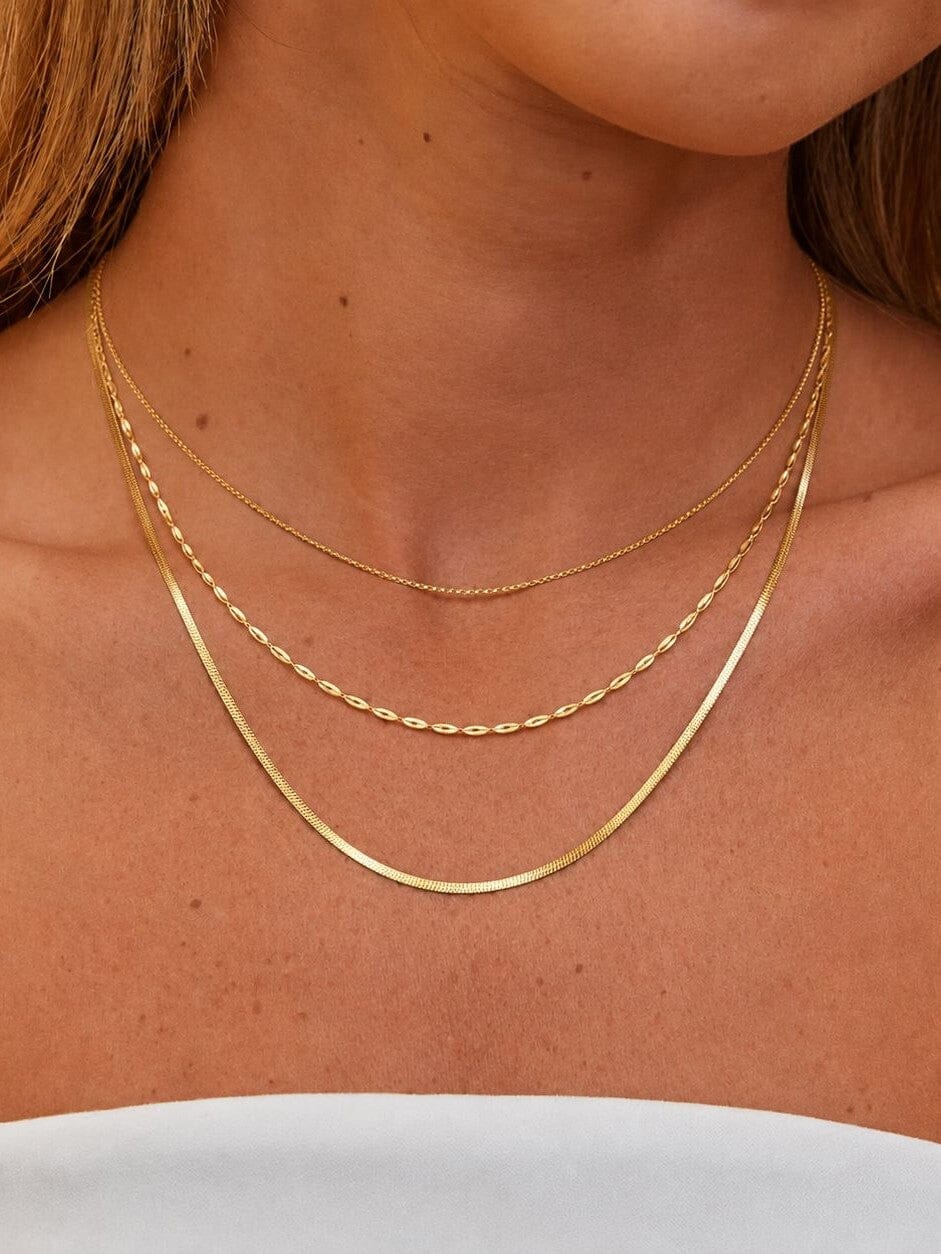 Collar De Tres Cadenas Mixtas Enchapado En Oro 18K Collar 11 ZAPRINI 