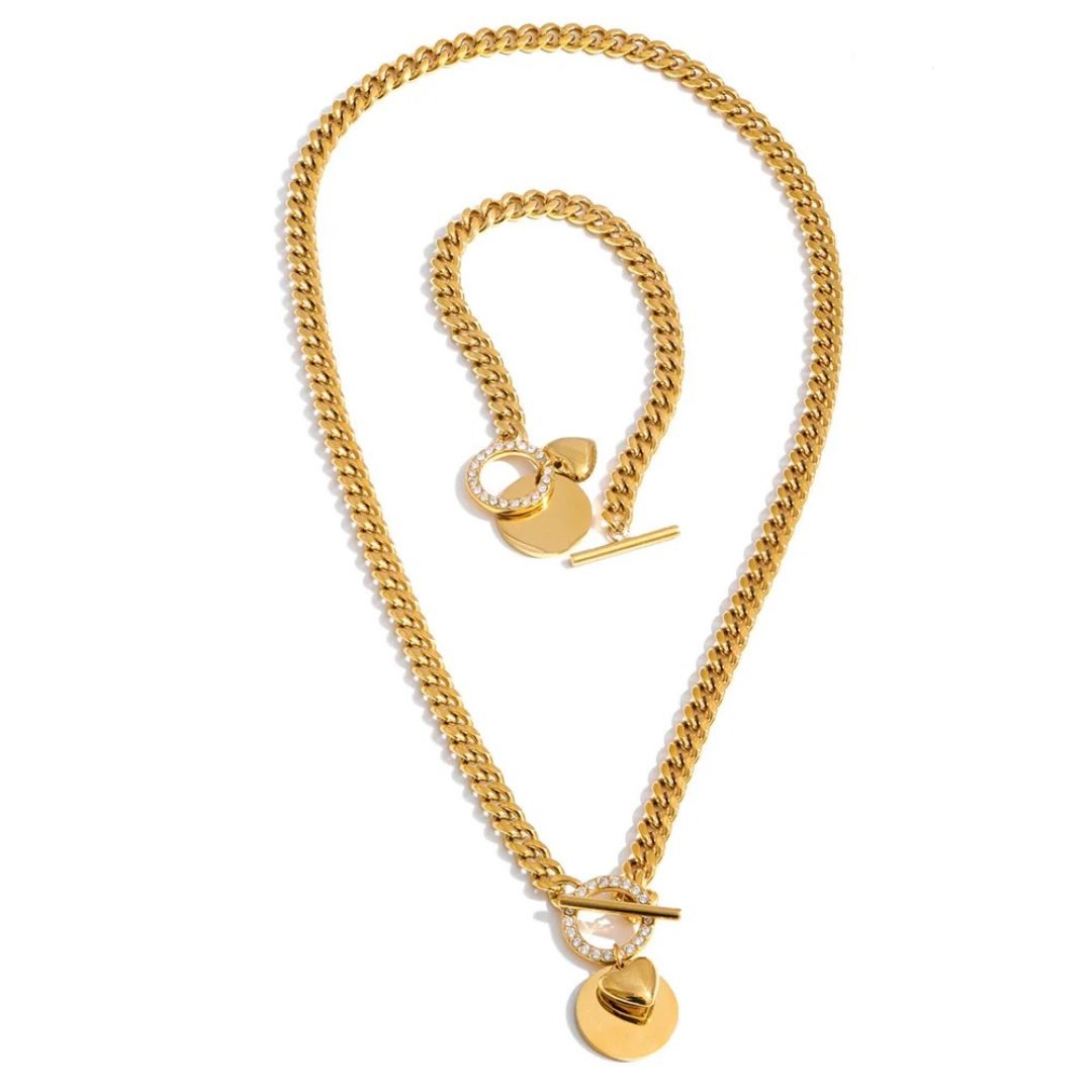 Conjunto Con Colgante De Corazón Enchapado En Oro 18K Conjunto 03 ZAPRINI Oro 