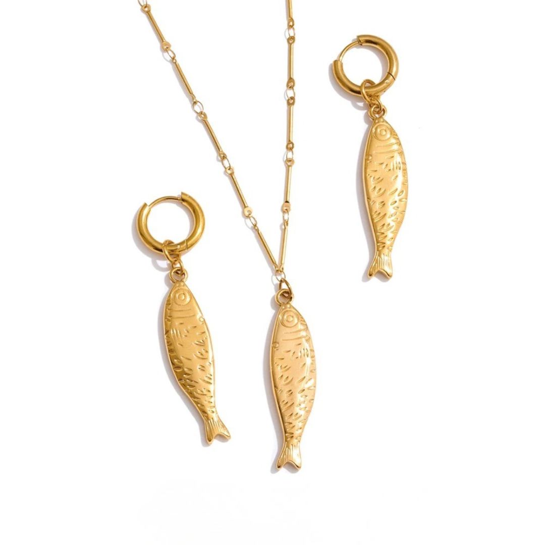 Conjunto Con Colgante De Pez Enchapado En Oro 18K Conjunto 01 ZAPRINI Oro 