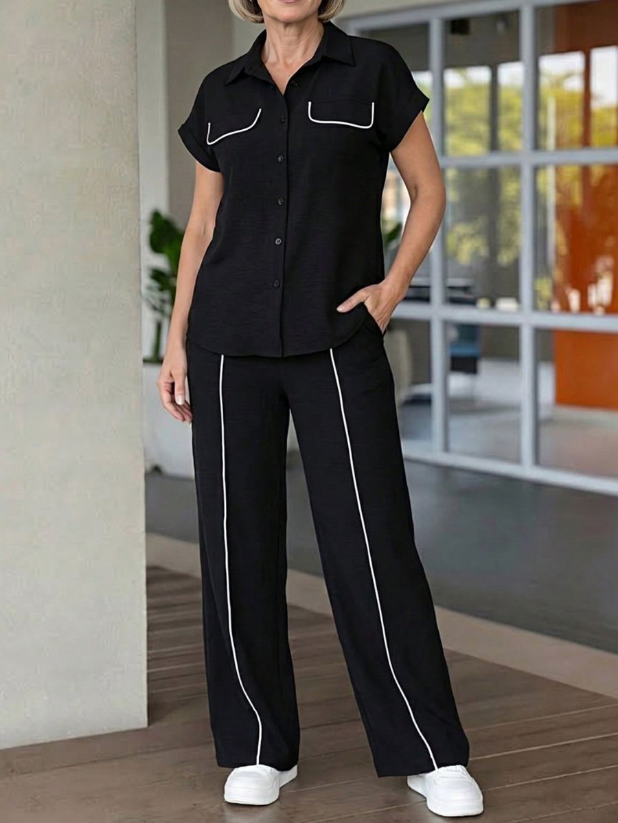 Conjunto De Blusa Con Botones y Pantalón Conjunto 15 ZAPRINI 