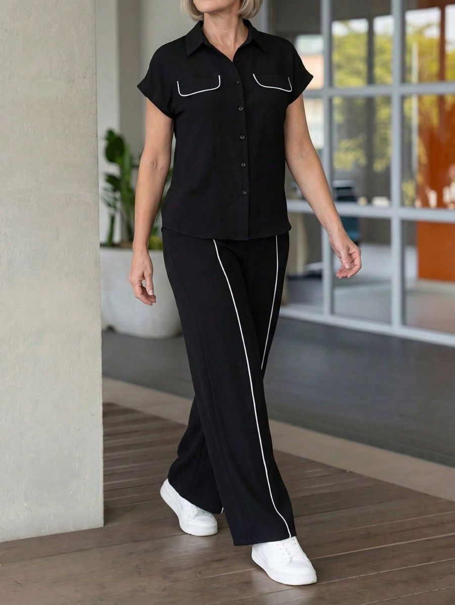 Conjunto De Blusa Con Botones y Pantalón Conjunto 15 ZAPRINI 