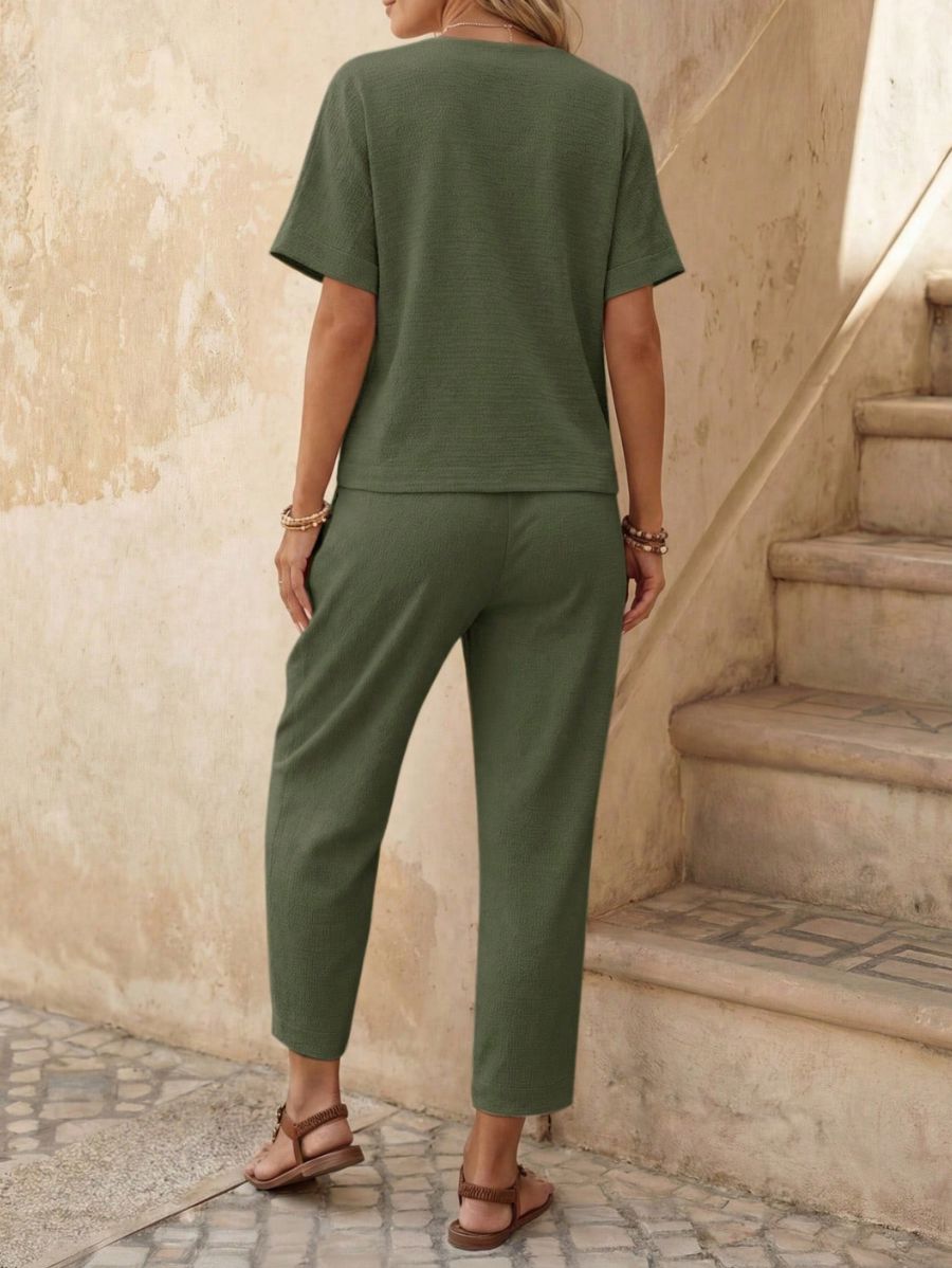 Conjunto De Blusa Con Botones y Pantalón Liso Conjunto 16 ZAPRINI 