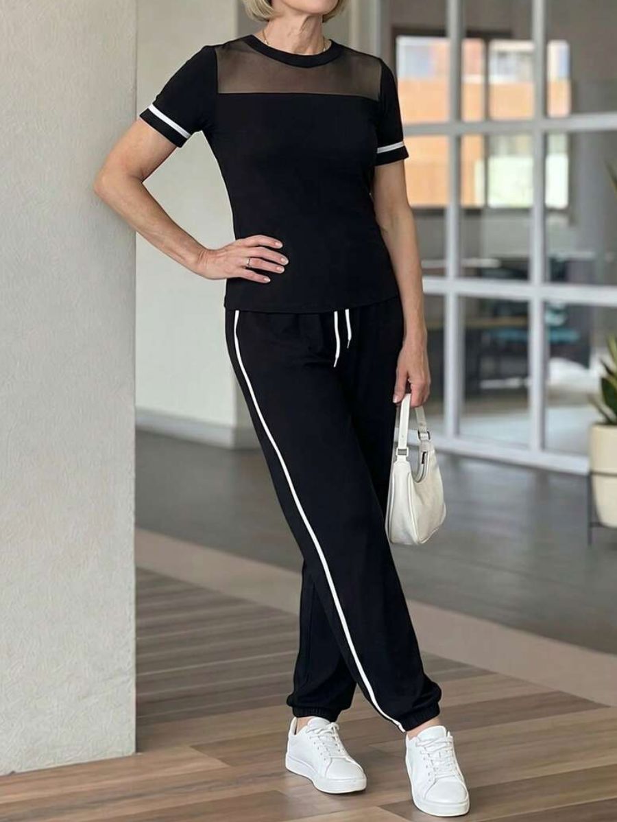 Conjunto De Blusa Con Transparencia y Pantalón Conjunto 17 ZAPRINI 