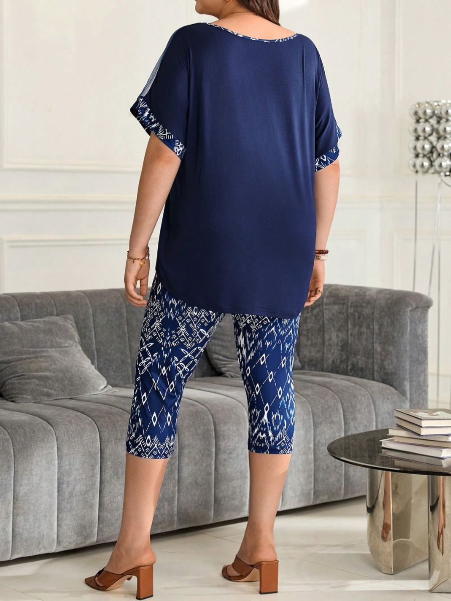 Conjunto De Blusa Holgada y Legging Estampada Conjunto Plus Size 10 ZAPRINI 