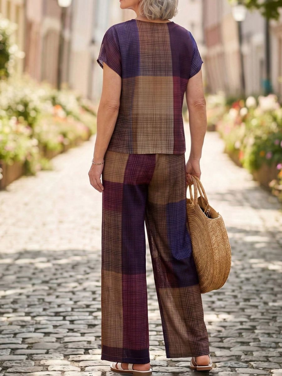 Conjunto De Blusa y Pantalón A Cuadros Conjunto 14 ZAPRINI 