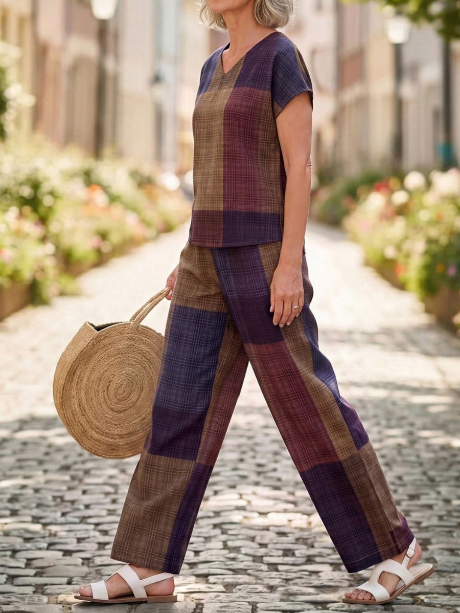 Conjunto De Blusa y Pantalón A Cuadros Conjunto 14 ZAPRINI 