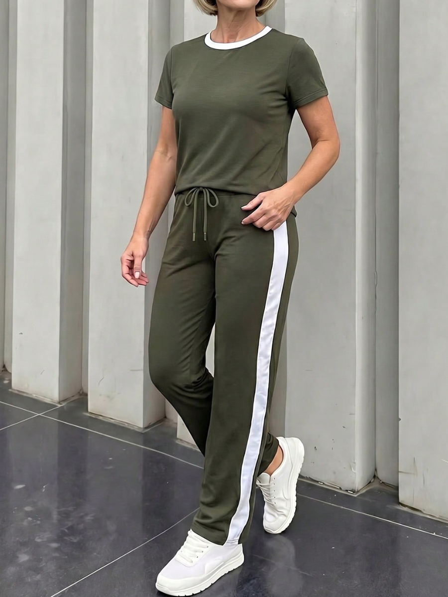 Conjunto De Blusa y Pantalón Con Cintura Ajustable