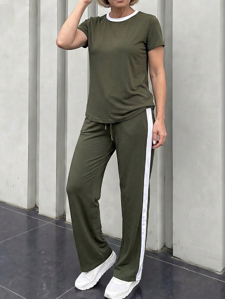 Conjunto De Blusa y Pantalón Con Cintura Ajustable