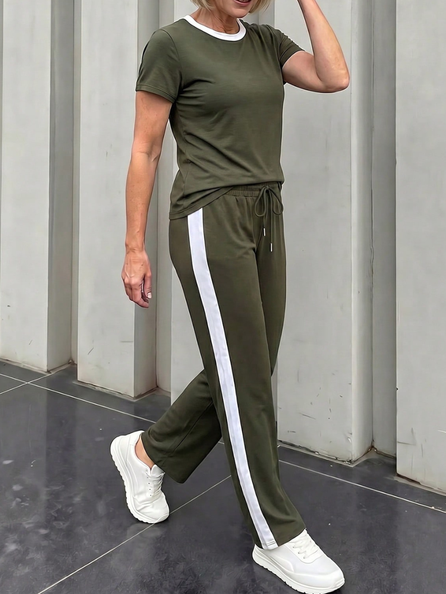 Conjunto De Blusa y Pantalón Con Cintura Ajustable