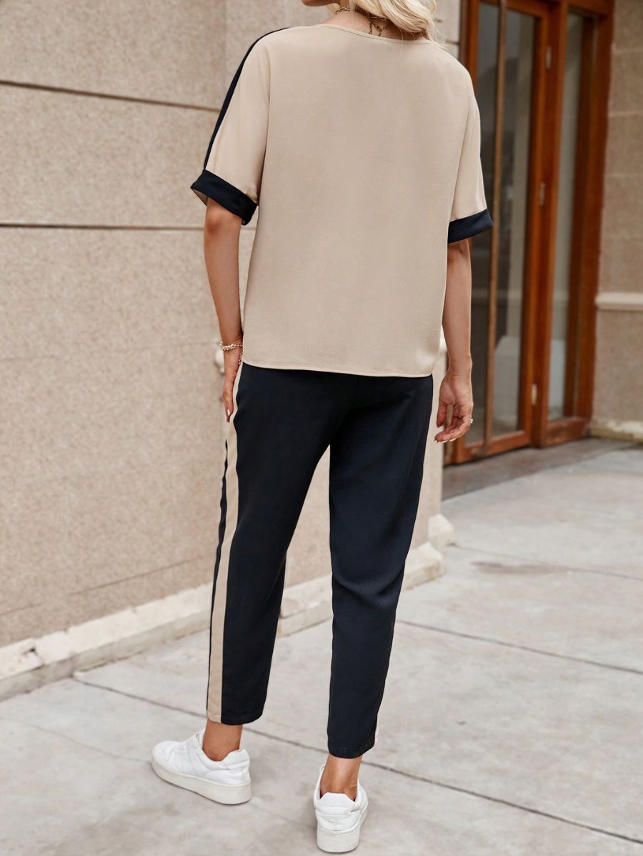 Conjunto De Blusa y Pantalón Con Contraste Conjunto 23 ZAPRINI 