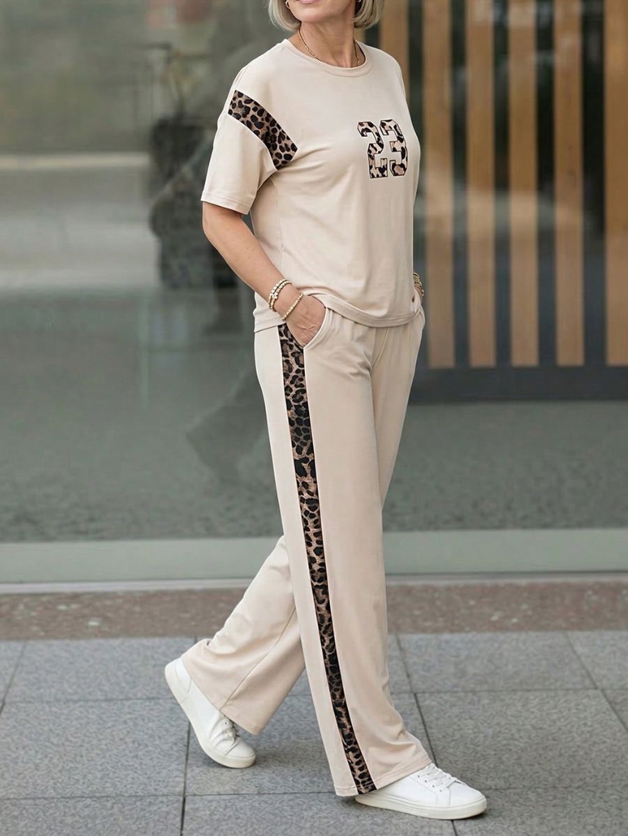 Conjunto De Blusa y Pantalón Con Detalles En Leopardo Conjunto 05 ZAPRINI 