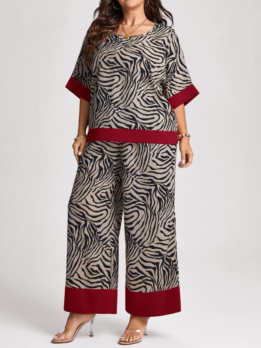 Conjunto De Blusa y Pantalón Estampados Holgados Plus Size Conjunto Plus Size 13 ZAPRINI 0XL 