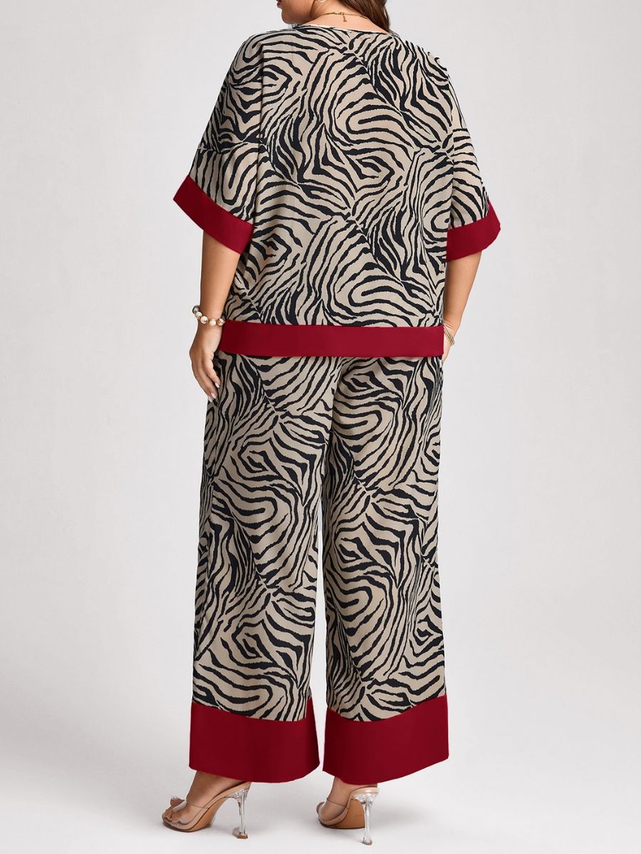 Conjunto De Blusa y Pantalón Estampados Holgados Plus Size Conjunto Plus Size 13 ZAPRINI 