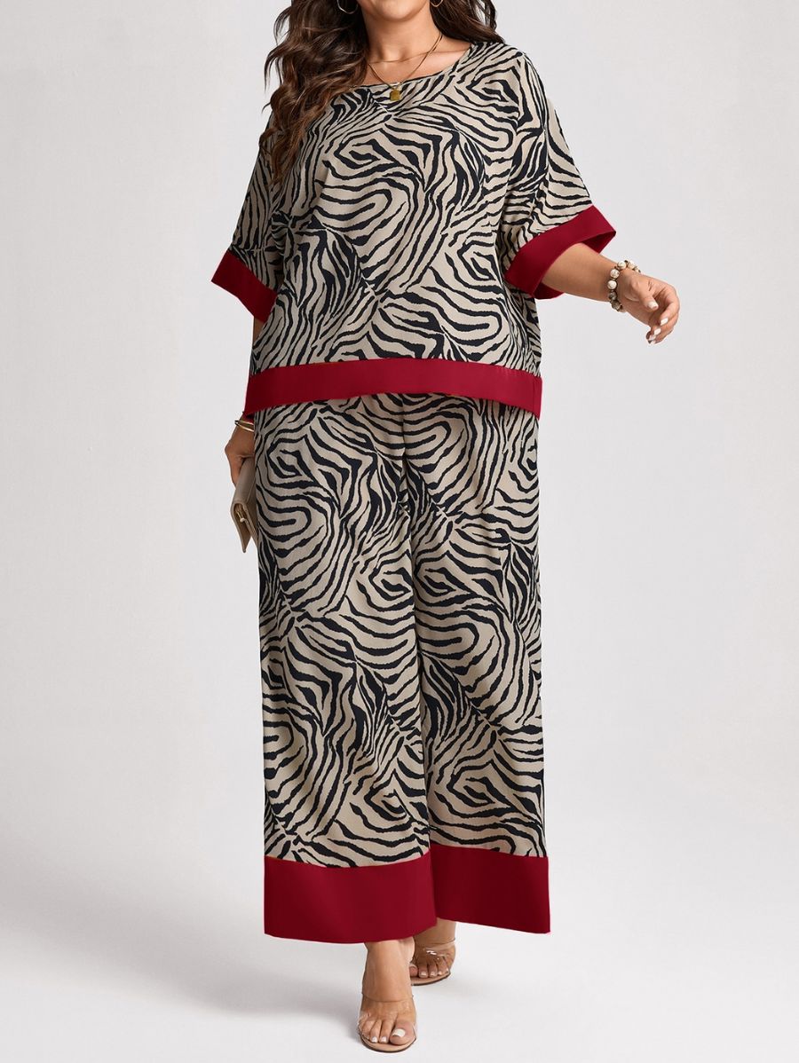 Conjunto De Blusa y Pantalón Estampados Holgados Plus Size Conjunto Plus Size 13 ZAPRINI 
