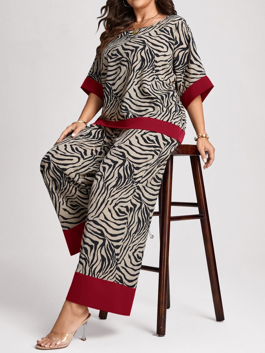 Conjunto De Blusa y Pantalón Estampados Holgados Plus Size Conjunto Plus Size 13 ZAPRINI 