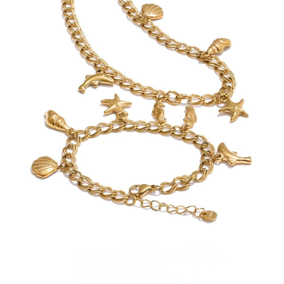 Conjunto Estilo Océano Enchapado En Oro 18K Conjunto 04 ZAPRINI Oro 