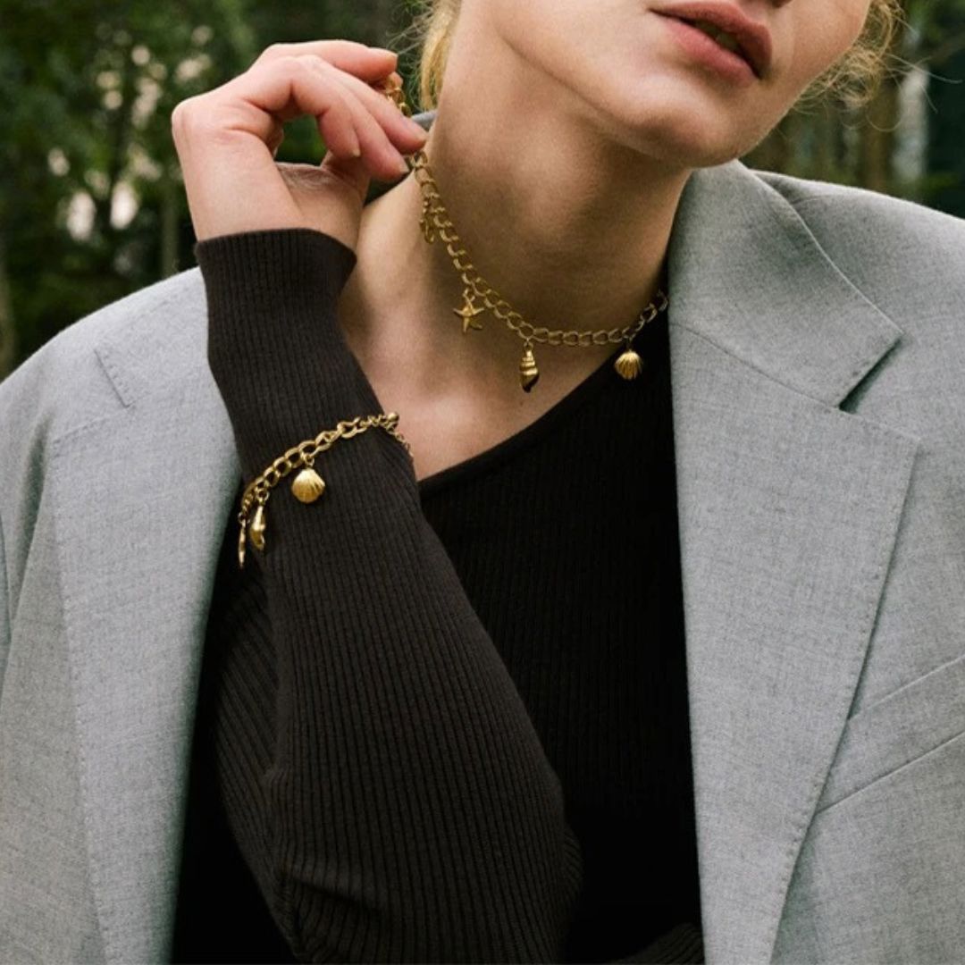 Conjunto Estilo Océano Enchapado En Oro 18K Conjunto 04 ZAPRINI 