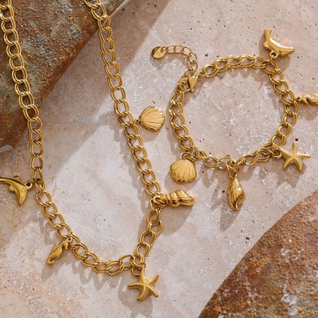 Conjunto Estilo Océano Enchapado En Oro 18K Conjunto 04 ZAPRINI 