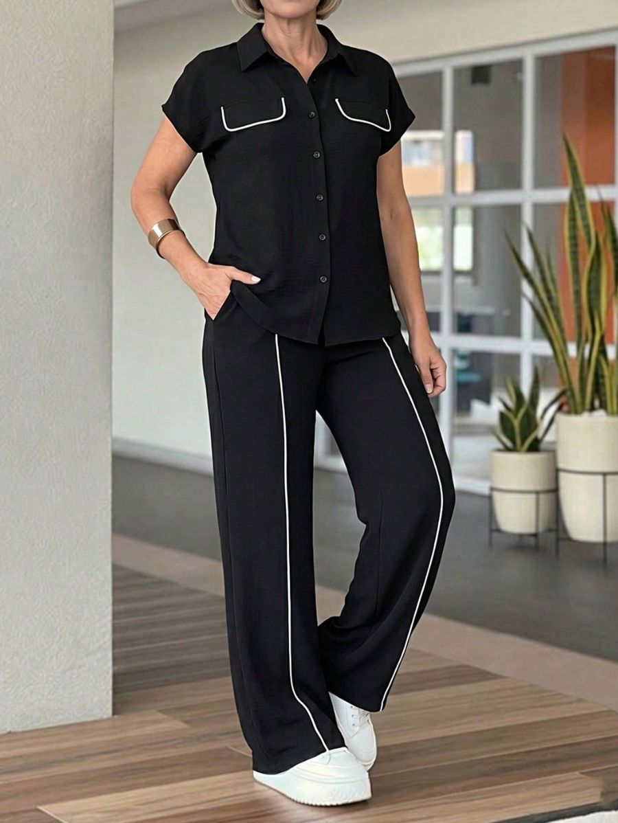 Conjunto De Blusa Con Botones y Pantalón Conjunto 15 ZAPRINI S 