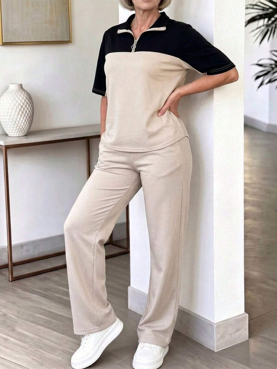 Conjunto de Blusa Con Cierre y Pantalón Conjunto 01 ZAPRINI 