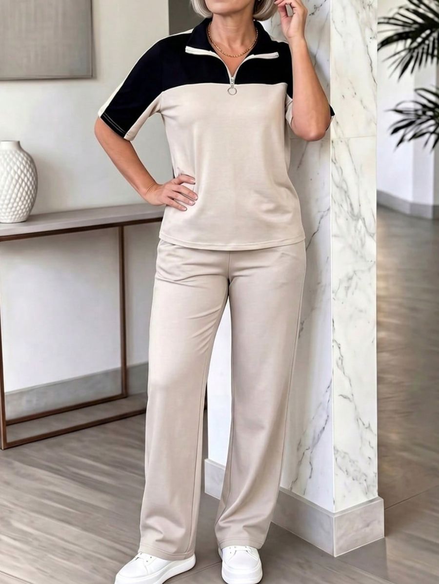 Conjunto de Blusa Con Cierre y Pantalón Conjunto 01 ZAPRINI 