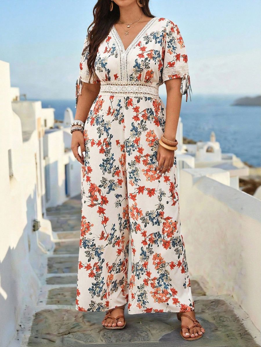 Enterito Con Estampado Floral y Escote En V Plus Size Enterito Plus Size 06 ZAPRINI 0XL 