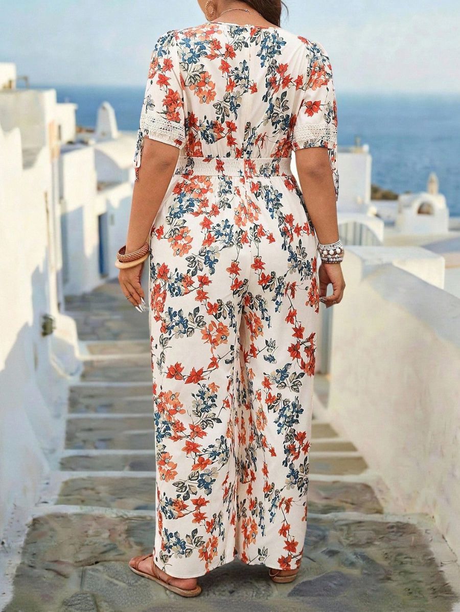 Enterito Con Estampado Floral y Escote En V Plus Size Enterito Plus Size 06 ZAPRINI 