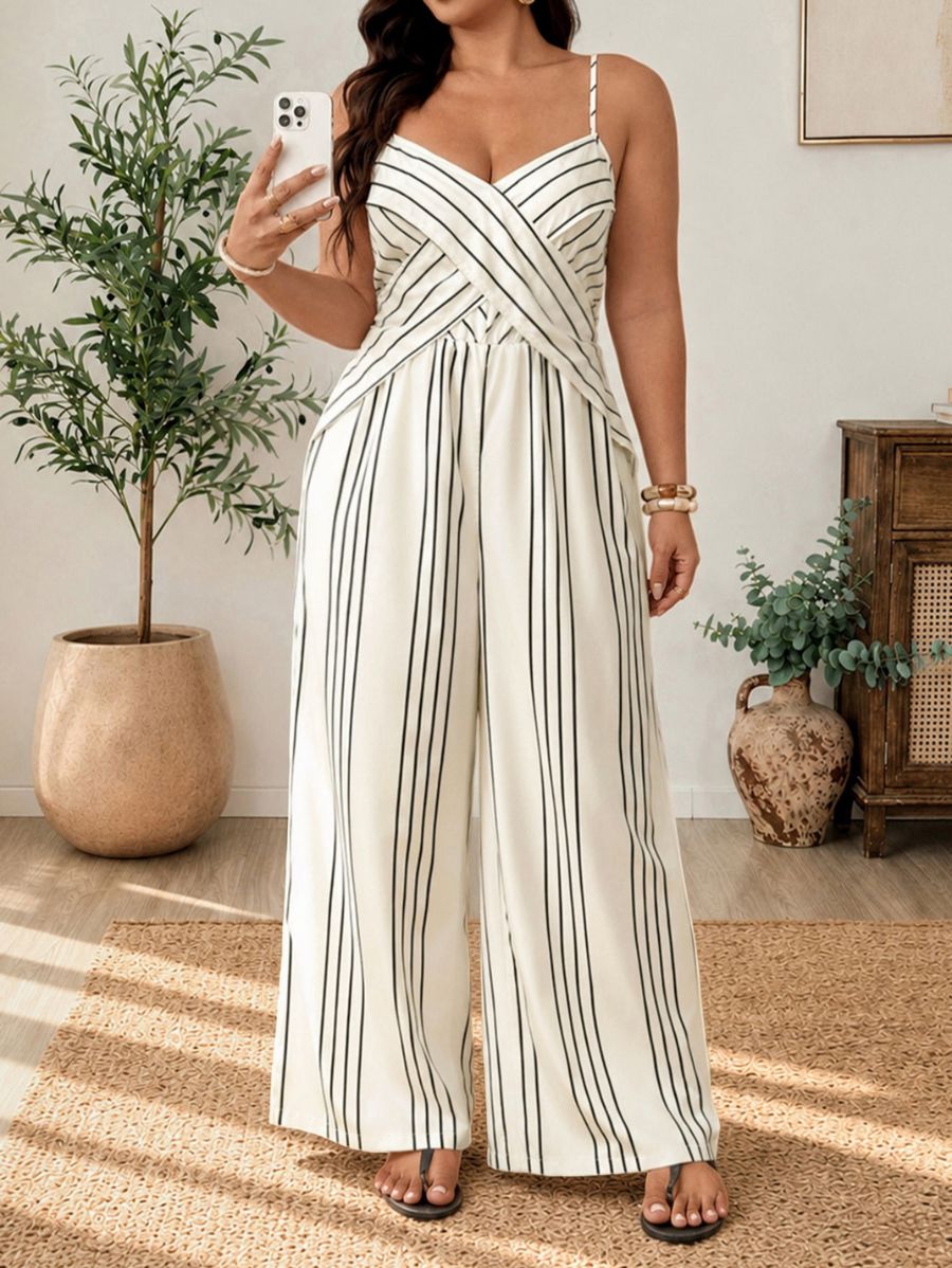 Enterito De Tirantes Con Cruzado A Rayas Plus Size Enterito Plus Size 18 ZAPRINI 0XL 