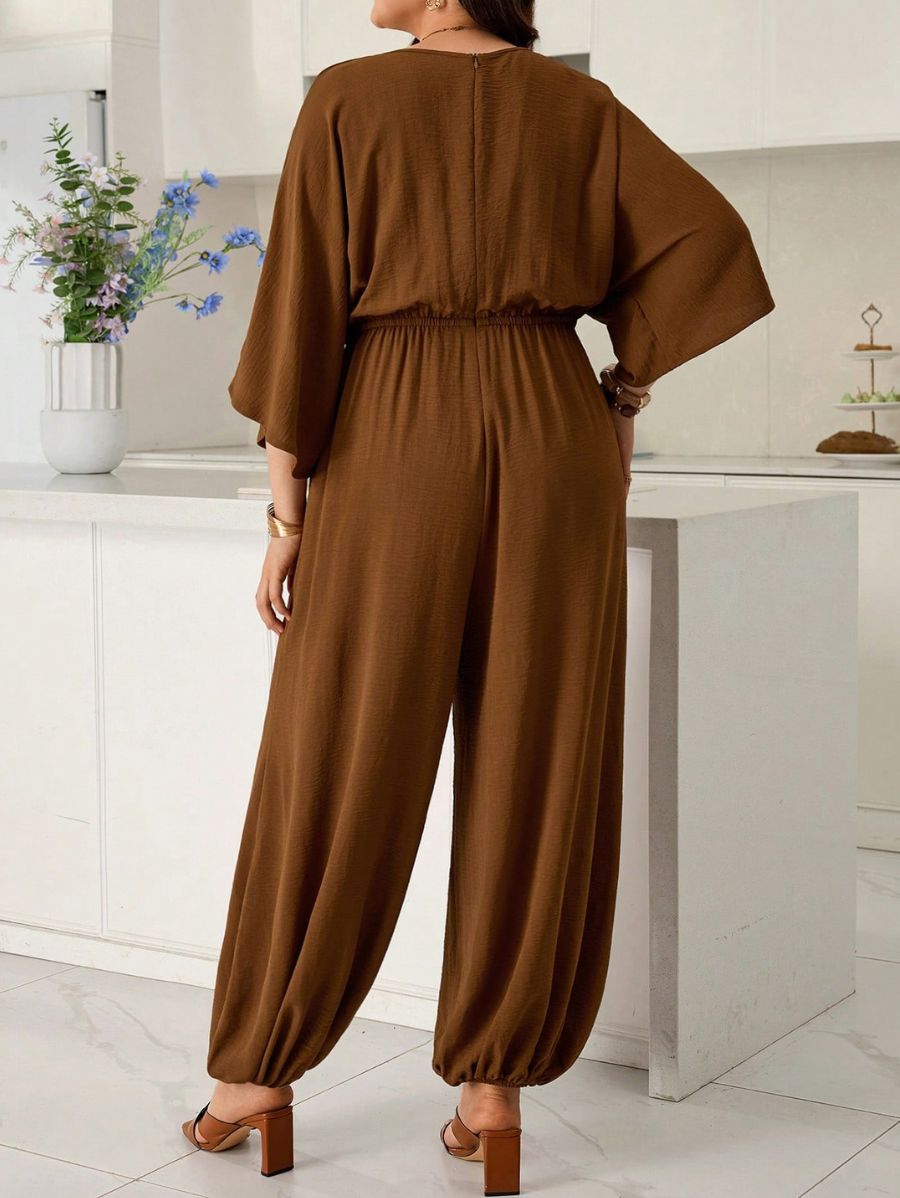 Enterito Largo Con Escote En V y Ajuste En Cintura Plus Size Enterito Plus Size 02 ZAPRINI 0XL 