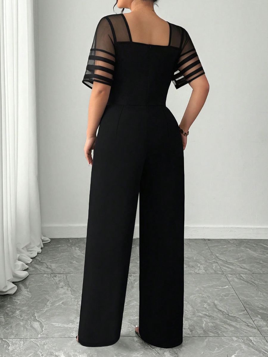 Enterito Unicolor Con Transparencia Plus Size Enterito Plus Size 16 ZAPRINI 