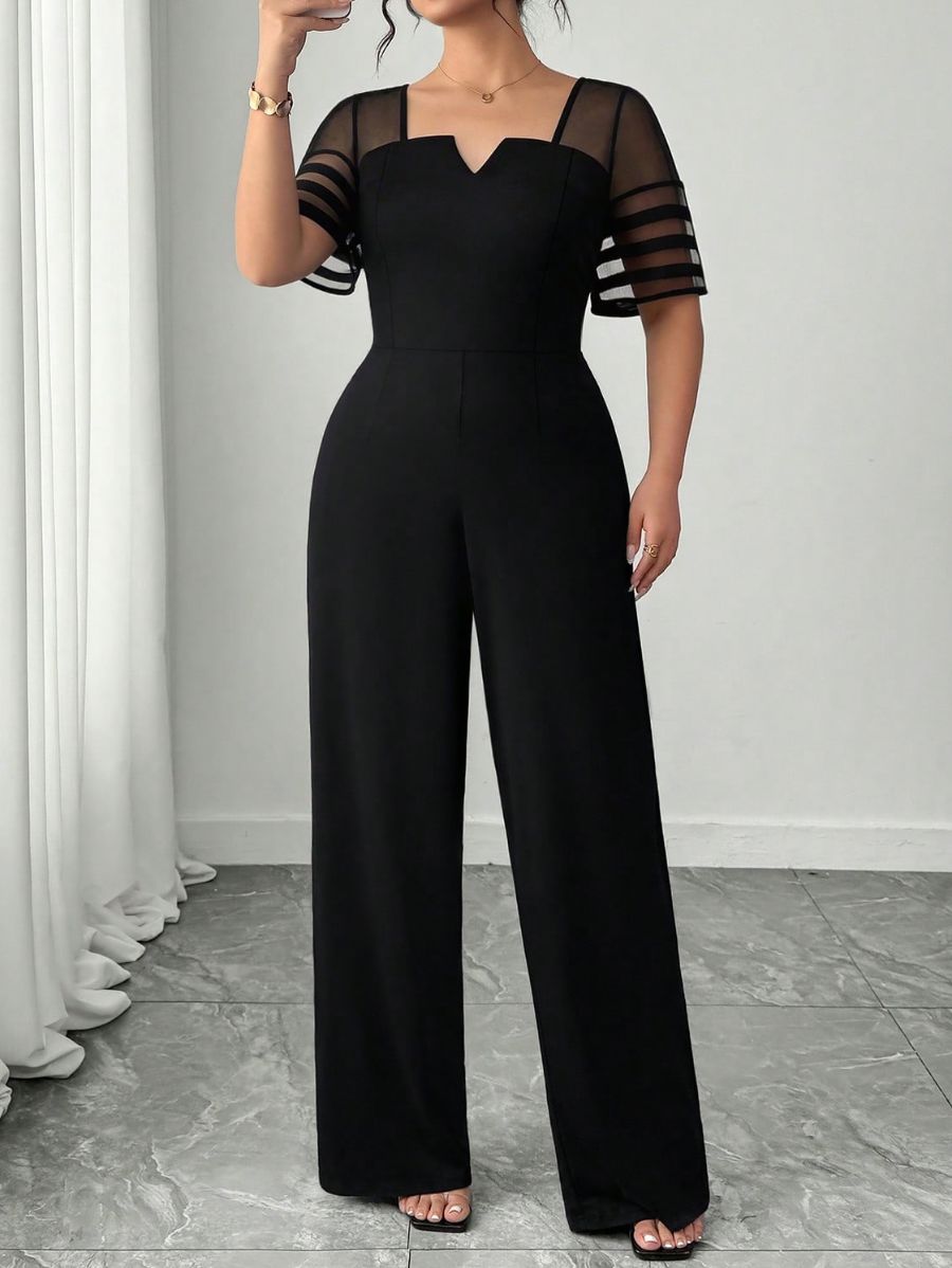Enterito Unicolor Con Transparencia Plus Size Enterito Plus Size 16 ZAPRINI 