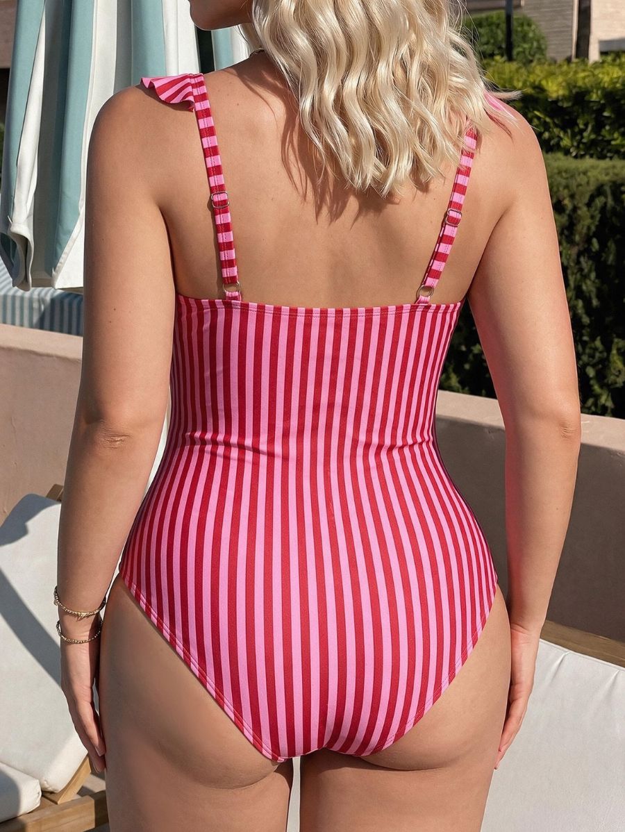 Enteriza A Rayas Con Escote En V Plus Size Enteriza Plus Size 09 ZAPRINI 0XL 