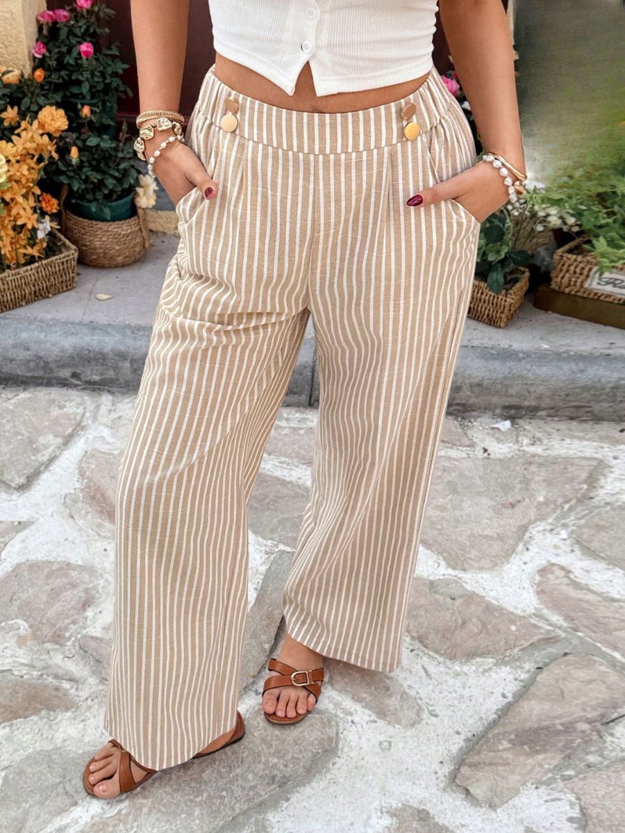 Pantalón A Rayas Con Botones Dorados Pantalon 02 ZAPRINI XS 