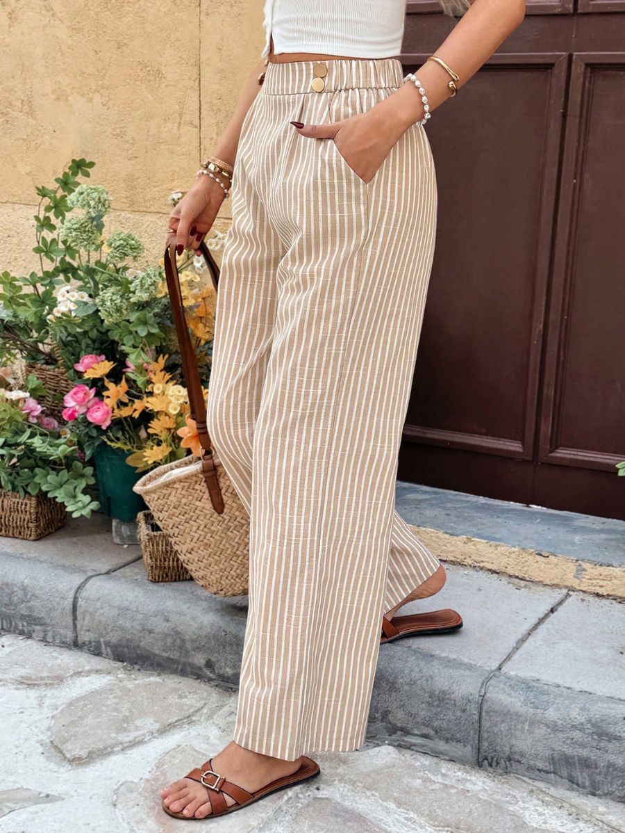 Pantalón A Rayas Con Botones Dorados Pantalon 02 ZAPRINI 