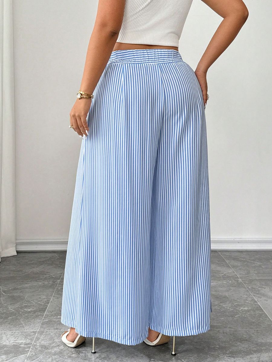Pantalón A Rayas Con Botones Plus Size Pantalon Plus Size 18 ZAPRINI 