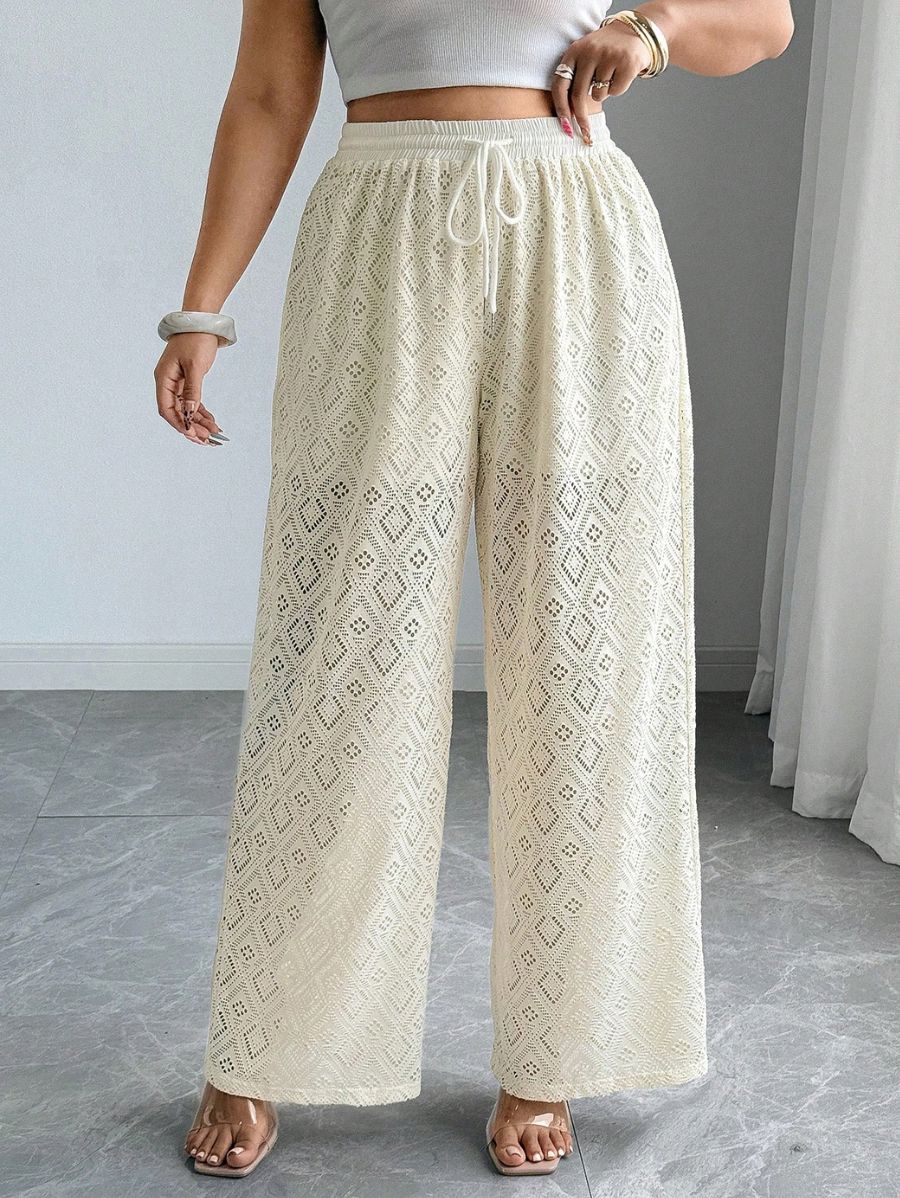 Pantalón Con Calado y Cintura Ajustable Plus Size Pantalon Plus Size 15 ZAPRINI 0XL 