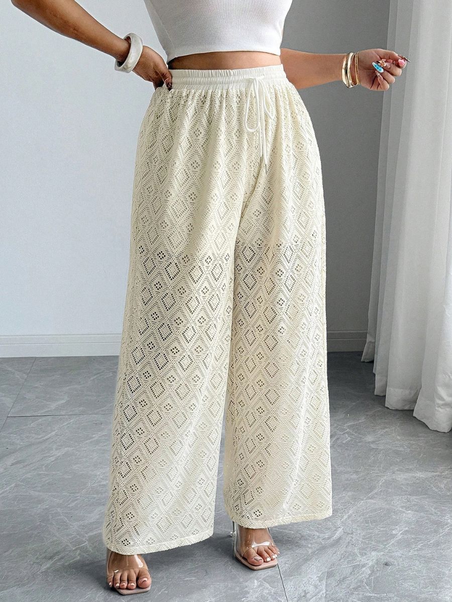 Pantalón Con Calado y Cintura Ajustable Plus Size Pantalon Plus Size 15 ZAPRINI 