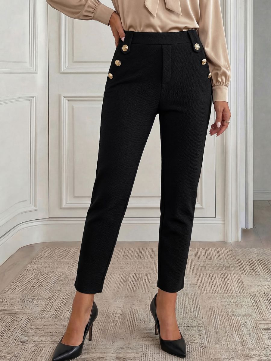 Pantalón Con Detalle De Botones Dorados Pantalon 19 ZAPRINI Negro S 